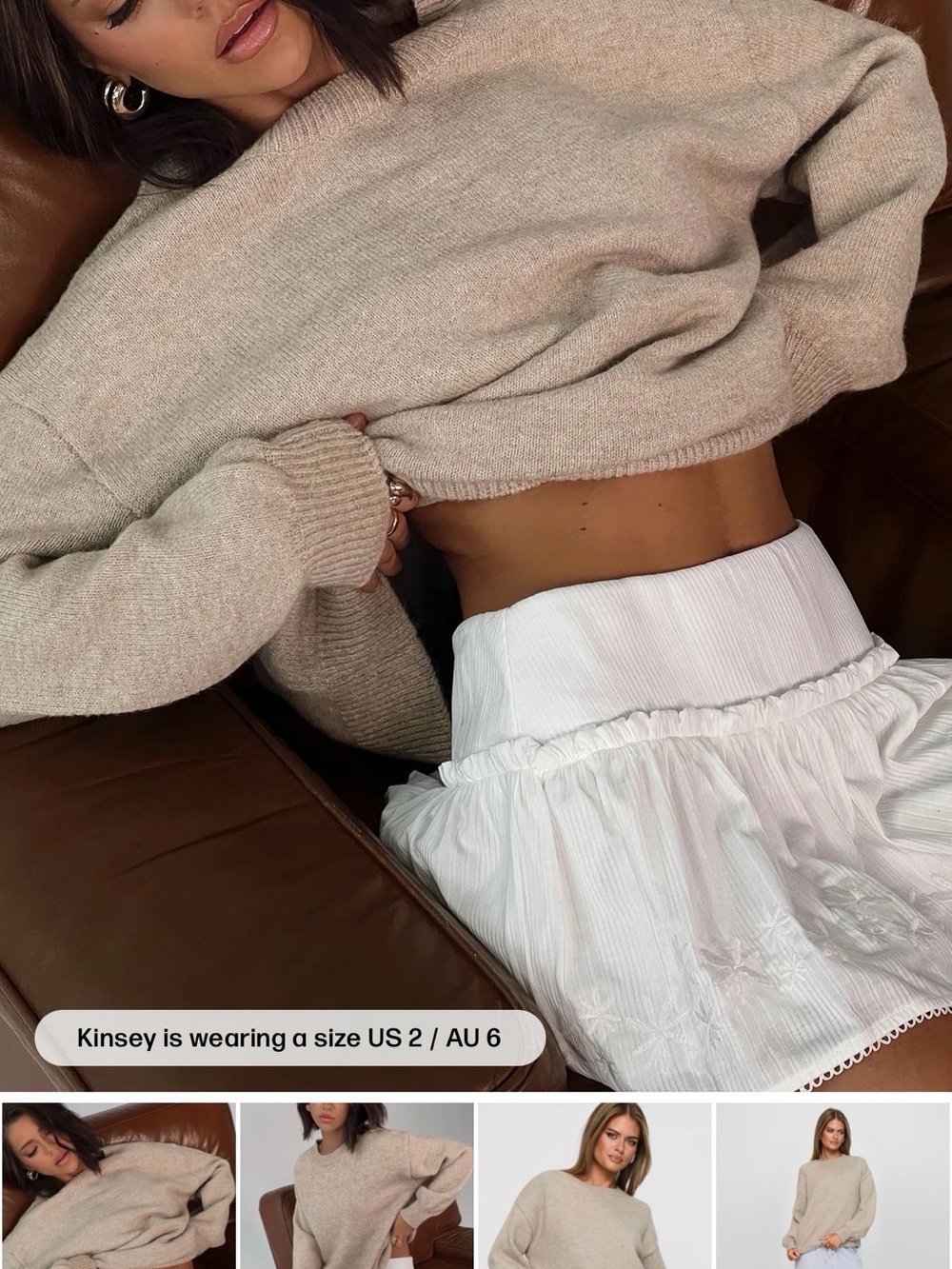 Princess Polly Oversized Beige Knit Sweater